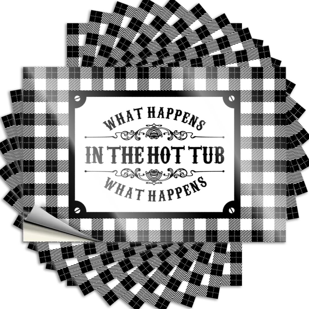 Jnbt Men's Colour Sticker Heavy Metal Blank Bumper Outdoor Bar Sticky Back - What Happens In The Hot Tub Stays Sign For(8X12cm-10Pcs)
