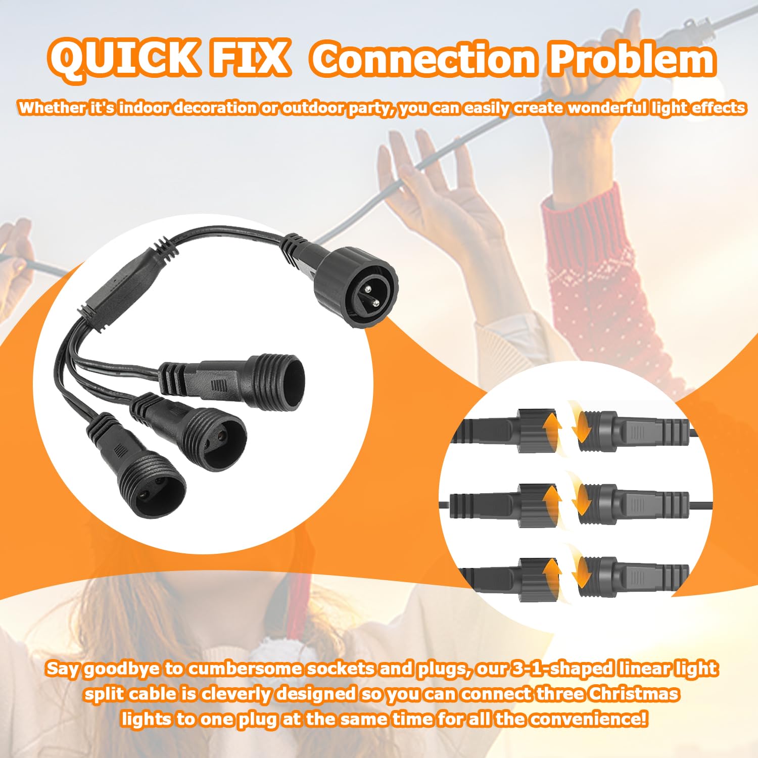 Multi Connecteur Répartiteur 5 Sorties Noir IP67 Pour Guirlande Guinguette E14 Gamme CDL