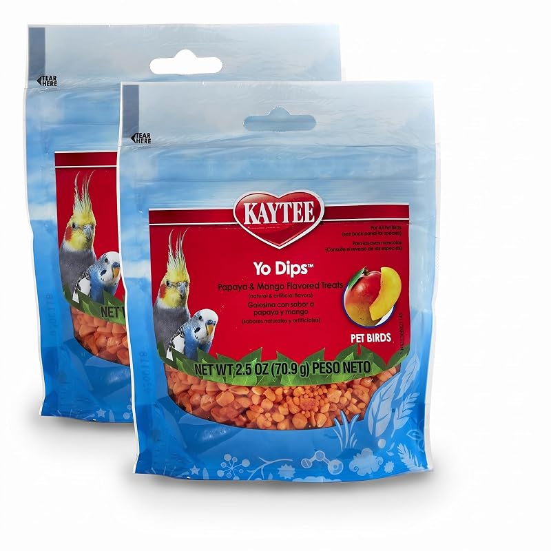Petisco para aves de mamão com cobertura de iogurte sabor manga Kaytee, pacote com 2