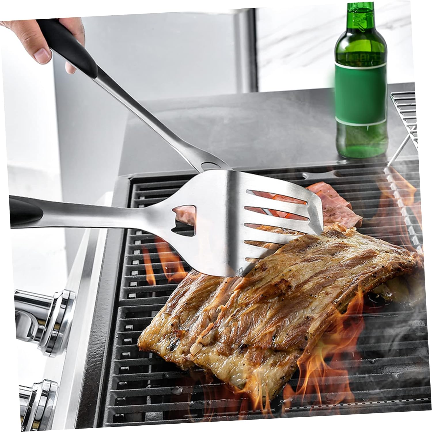 2Pcs Stainless Steel BBQ Tools Kit Durable Grill Fork and Spatula Set for Outdoor Cooking and Camping Barbecue Accessories for Foodies and Grill Enthusiasts