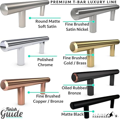 Miniatura 6 de Alpine Hardware - Manijas en forma de barra en T, accesorios para alacena de cocina y manijas para cómoda