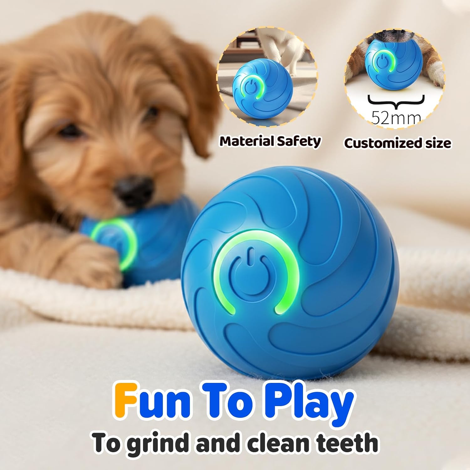 Vibrating Dog Ball, 2026 Upgrade Automatic Interactive Dog Ball, Smart Jumping Ball for Dogs, Self Moving Dog Ball that Moves on Its Own, Bouncing Shaky Ball Toy for Small Dogs (Blue+Orange)
