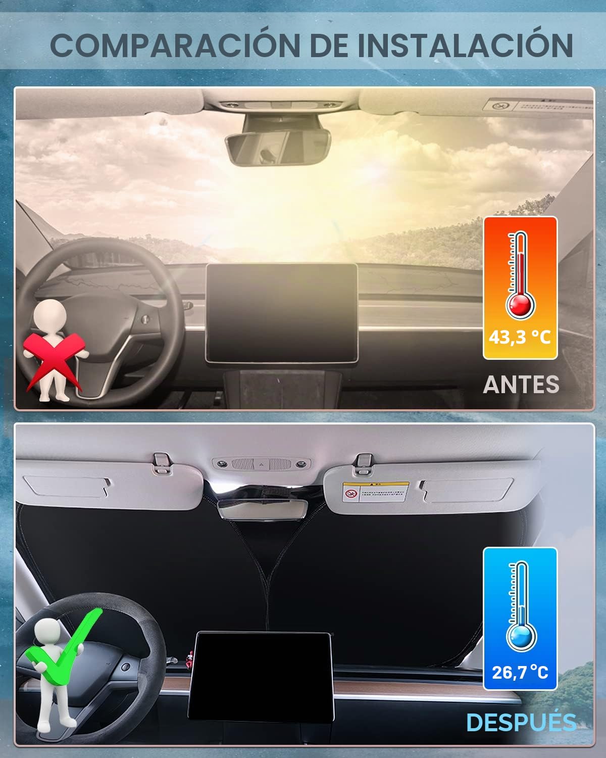 Karltys Parasol para Parabrisas para Lexus NX NX250 NX350 NX350h NX450h+ 2022-2025 2026, Accesorios, UPF50+ Parasol Reflectante para Ventana Delantera Lexus NX, Protector de Visera Plegable para
