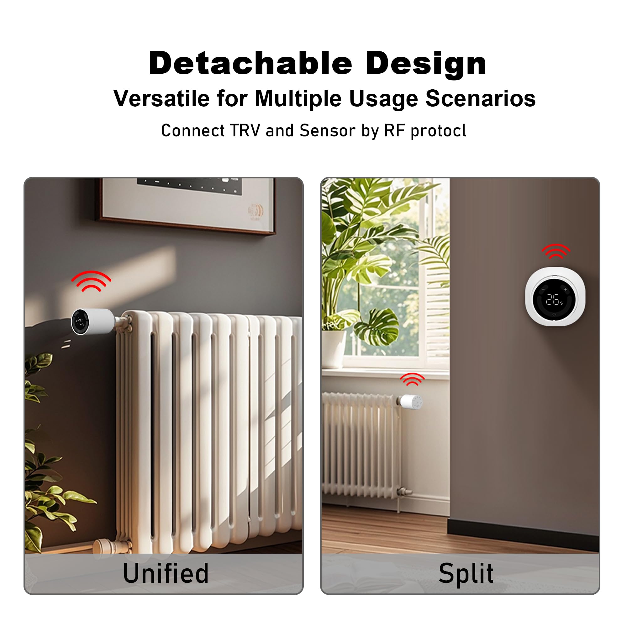 ECOBAY GEM Smart Radiator Thermostat, Detachable Zigbee TRV with Sensor, Precise Temperature Sensing, Local Wireless Control - Image 2