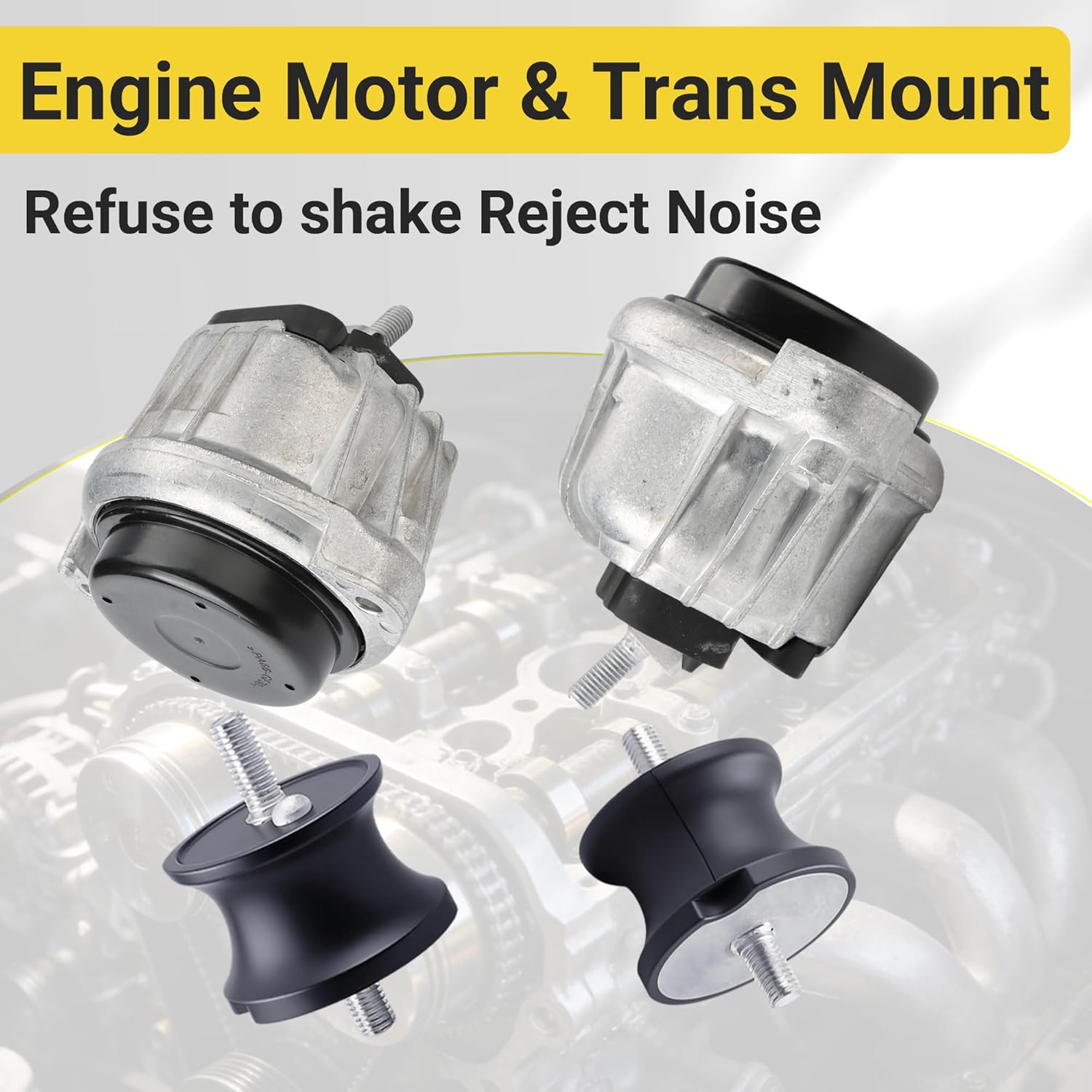 4PCS Engine & Transmission Motor Mount Left Right Set for BMW 128i 2008-2013, 325i 2006-2015, 328i 2007-2013, 330i 2006, X1 2012-2015, Z4 2009-2016, 2.0L/3.0L, Replaces OE# 22116760330, 22316799331