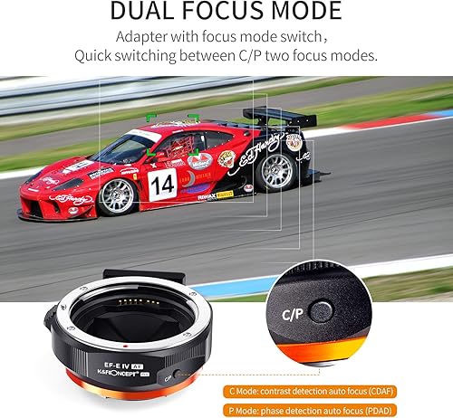 Miniatura 2 de Adaptador de lente electrónico EFEF-S a E, K&F Concept de enfoque automático compatible con lentes de montaje Canon EF EF-S a cámaras de montaje