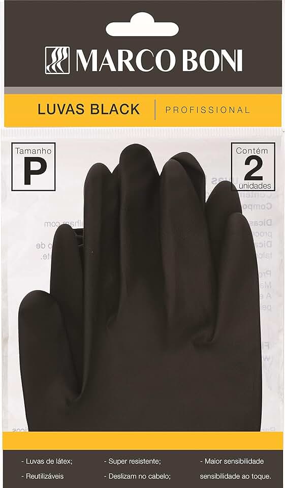 Luva Black P Pacote com 02 Unidades, 1495, Marco Boni, Preto, Marco Boni
