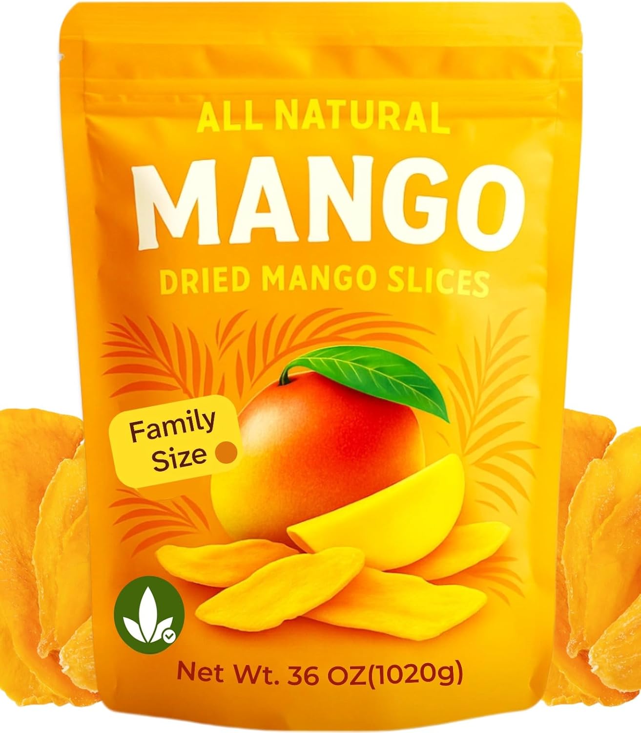 Dried Mango 36oz Large Bulk (2.25 lb) - Soft and Chewy Mango Slices, Natural Fruit Snack, Resealable Bulk Bag, Great for Trail Mix, Pantry Snacks, Yogurt Bowls, Baking and Everyday Snacking