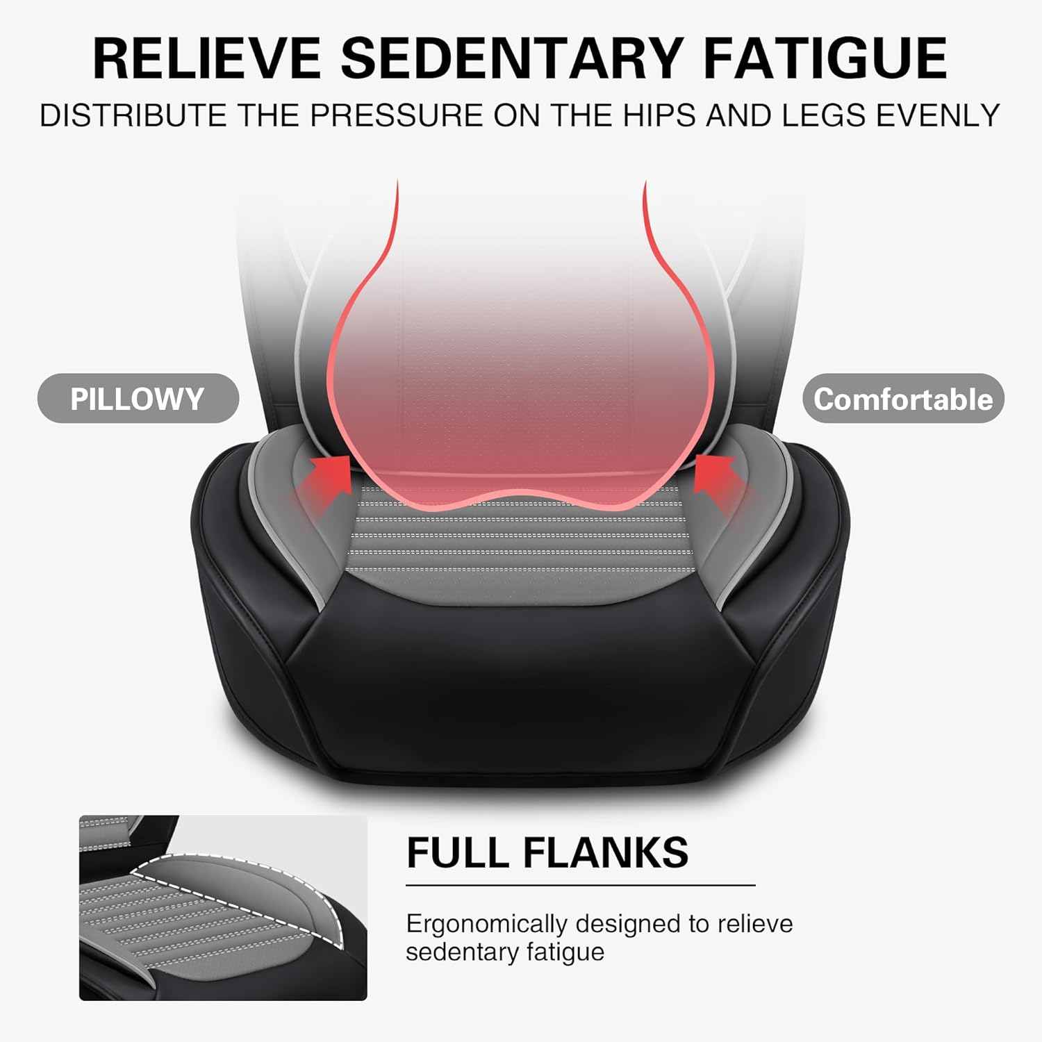 Car Seat Covers for Ford Focus 2000-2018 Nappa Leather Vehicle Seat Protector, Anti-Slip Waterproof Breathable Easy to Install, Auto Interior Accessories(2 Seats, Black&Gray, Luxury)