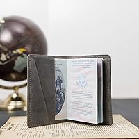 Vista 9 de PEGAI Personalized Leather Passport Holder Cover Wallet Travel Essentials 100% Soft Touch Rustic Travel Wallet Case, International Travel Must