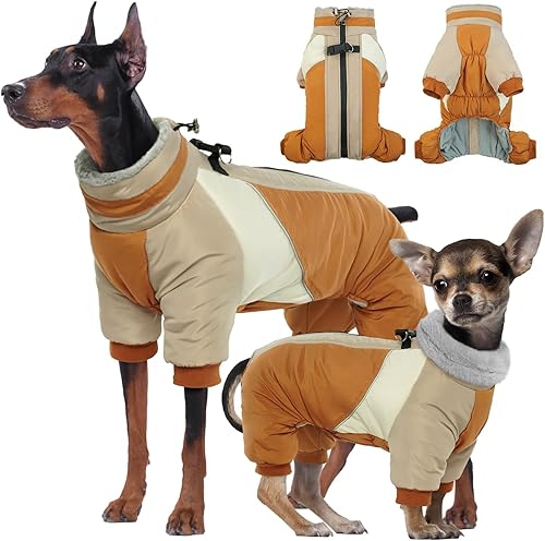 Kuoser Abrigo de cuerpo completo para perro, abrigos para perros pequeños con arnés integrado, abrigo de invierno cálido para perro, chaqueta