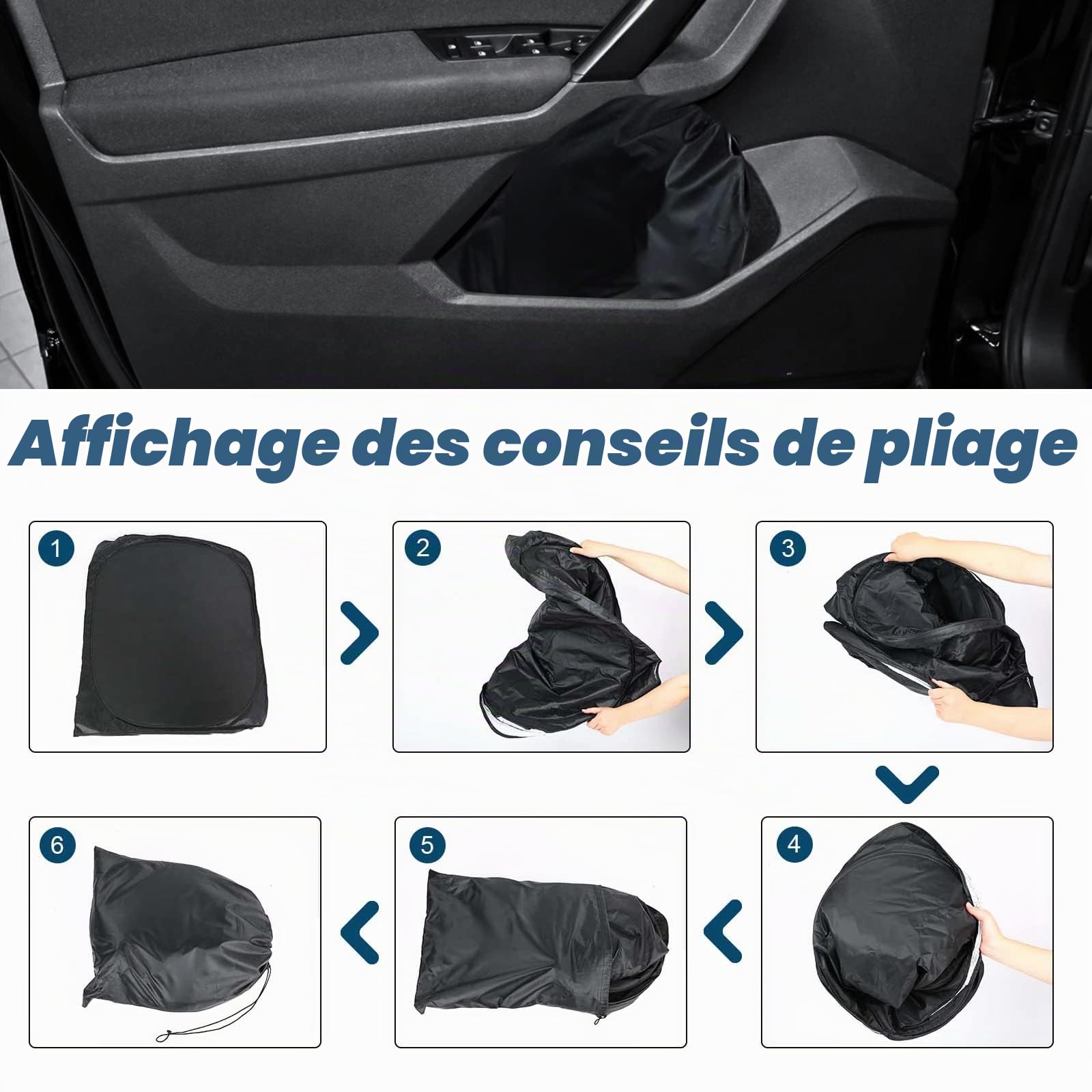 Pare-Soleil pour Pare-Brise Remplacement pour Fiat 500 2007-2024, Pliable Pare-Soleil Avant de Voiture pour Bloquer 99% des Rayons UV