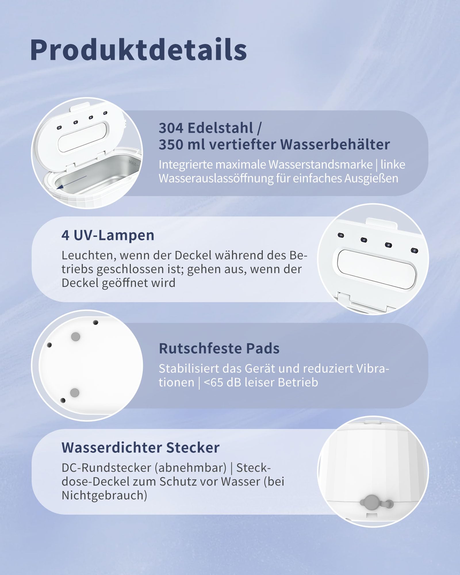 Ultraschallreinigungsgerät, 640ml Brillenreinigungsgerät, 49000Hz Ultraschallreiniger professionelle, 5 Modi Ultrasonic Cleaner mit Display, für Brille, Schmuck, Uhren Ringe
