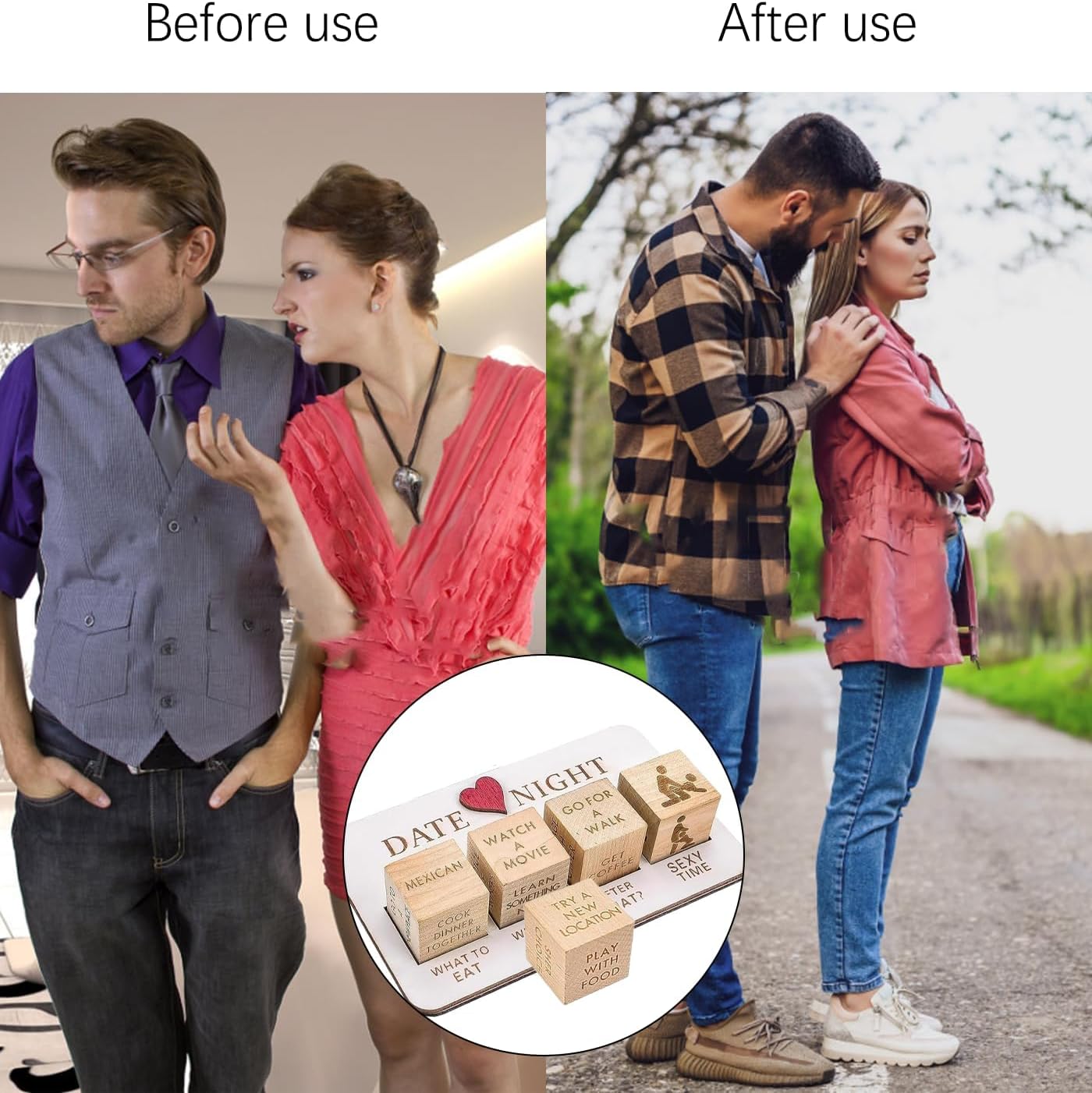 Date Night Dice for Couples,Dice for Date Night Valentine,Couples Night Date Wooden Dice Game,Couples Game Set,Funny San Gift