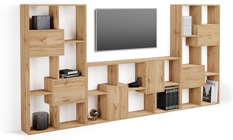 Mobili Fiver, Iacopo, TV wall Unit, Rustic Oak with Doors, Made in Italy