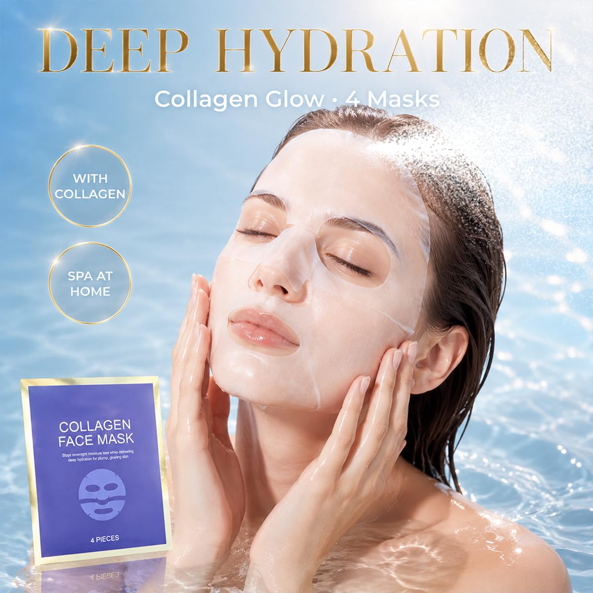 Collagen Face Mask, Deep Hydration, Refreshing And Light 4 Patch