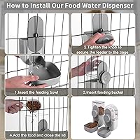 Vista 4 de Comedero Automático Colgante para Conejos para Jaula, Dispensador de Comida y Agua para Perros y Gatos, Botella de Agua para Conejos Juego de Cuenco