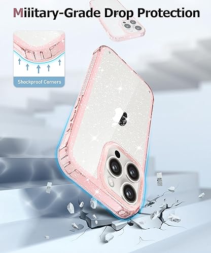 Miniatura 128 de MIODIK Funda compatible con iPhone 13 Pro, con protector de pantalla + protector de lente de cámara, funda protectora de purpurina transparente