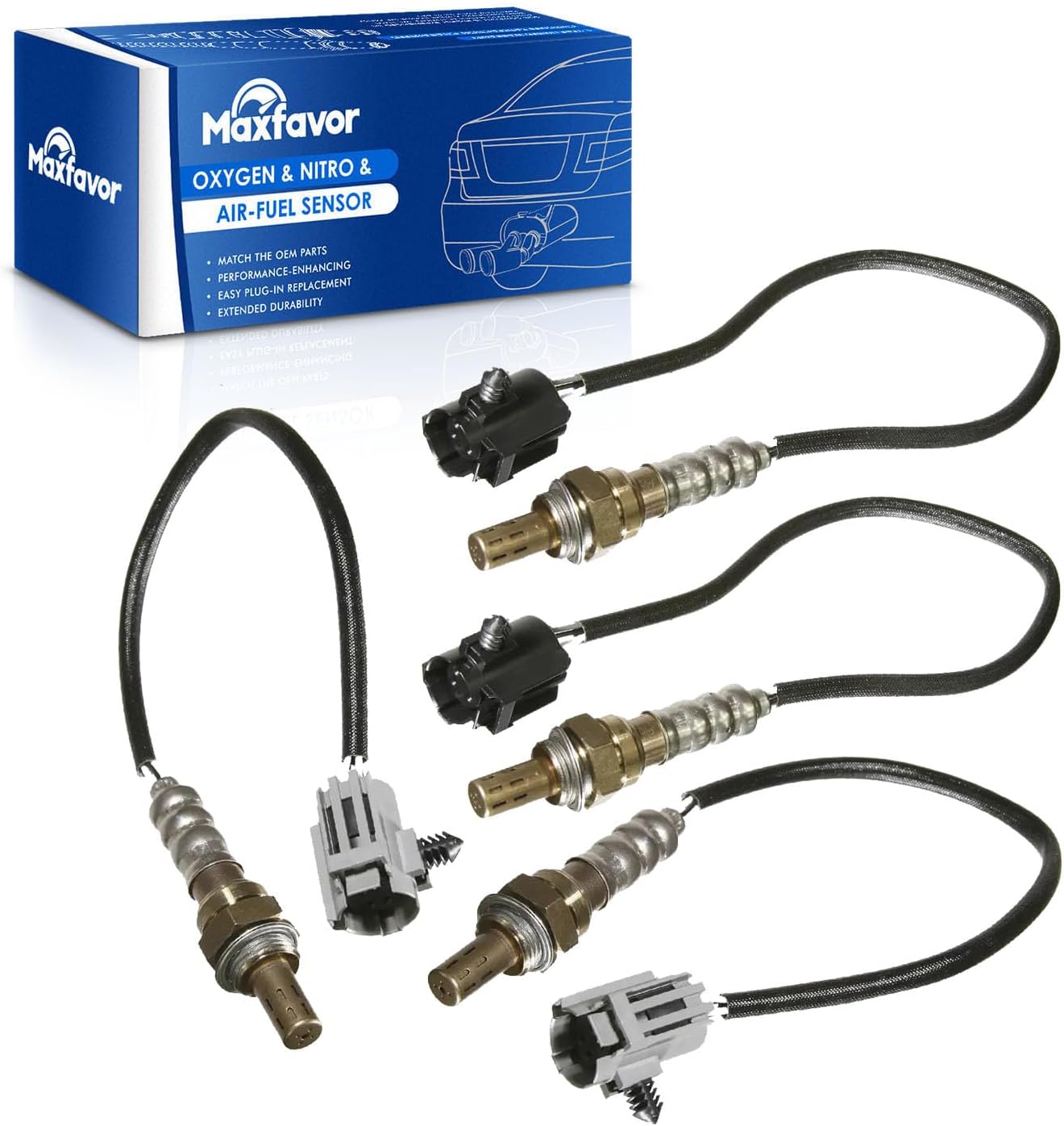 MAXFAVOR 4Pcs Upstream and Downstream O2 Sensor Oxygen Sensor Replacement for 2000 2001 Jeep Cherokee 4.0L Calif Rear O2 Sensor 234-4077 x2 234-4078 x2