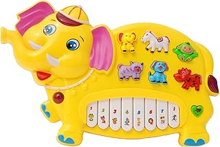 Toyhouse Elephant Electronic Music Organ Set with 3 Lights, Yellow Yellow
