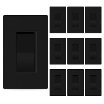 ThunderWay 10 Pack 3-Way Decorator Light Switch with Wallplate, Matte Black