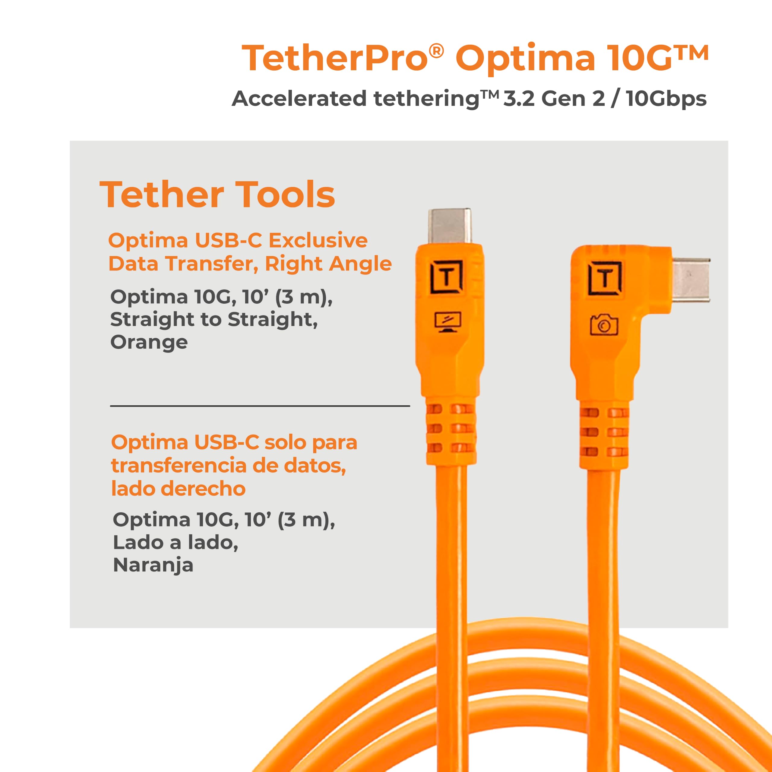 Tether Tools TetherPro Optima 10G USB-C Esclusivo trasferimento dati, cavo dritto a dritto