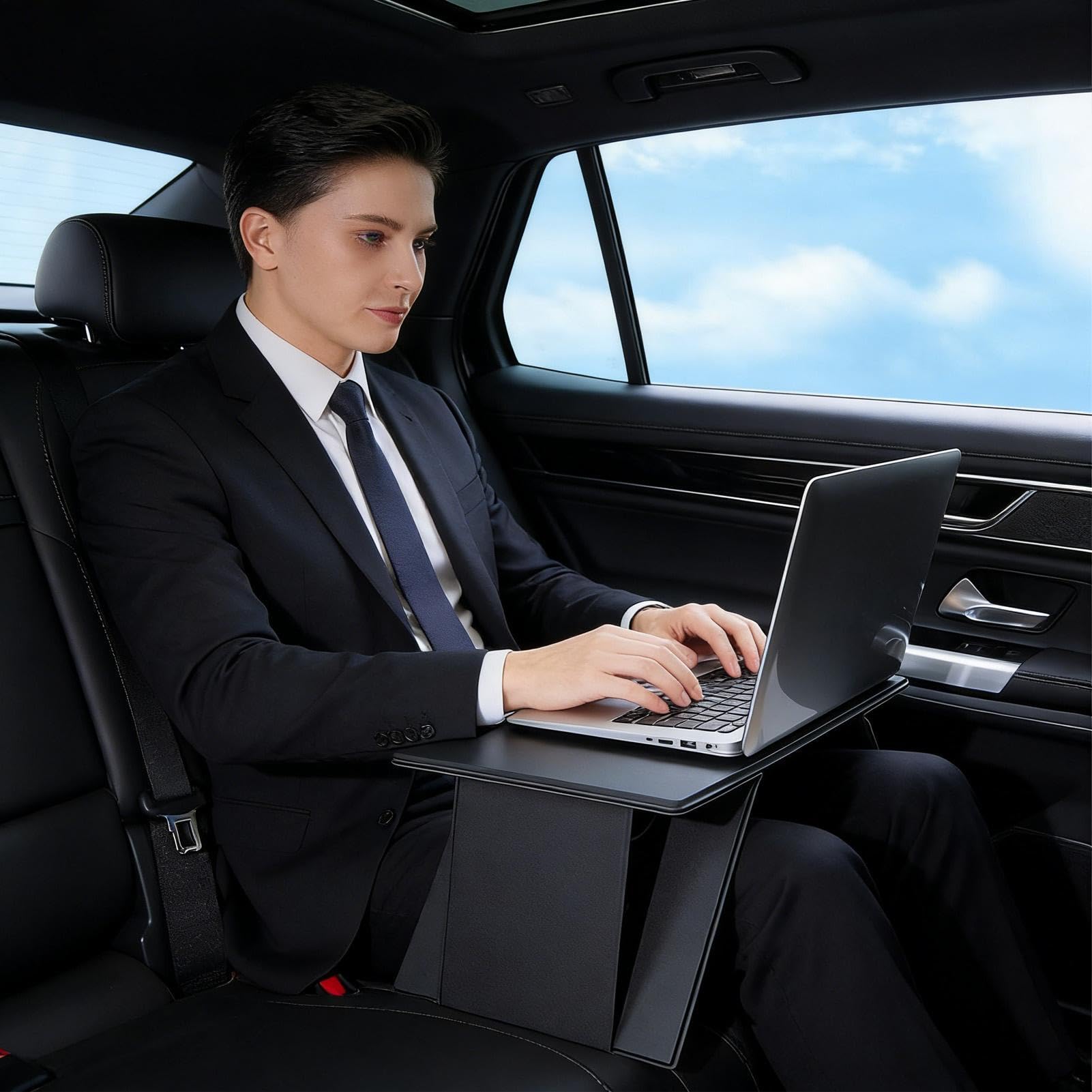Vassoio da Volante Pieghevole Supporto Pieghevole per Laptop Auto | Vassoio Porta Cibo per Auto Ideale per Autisti, Pendolari, Viaggi, Camper, SUV, Furgoni, Trattori, Lunghi Spostamenti