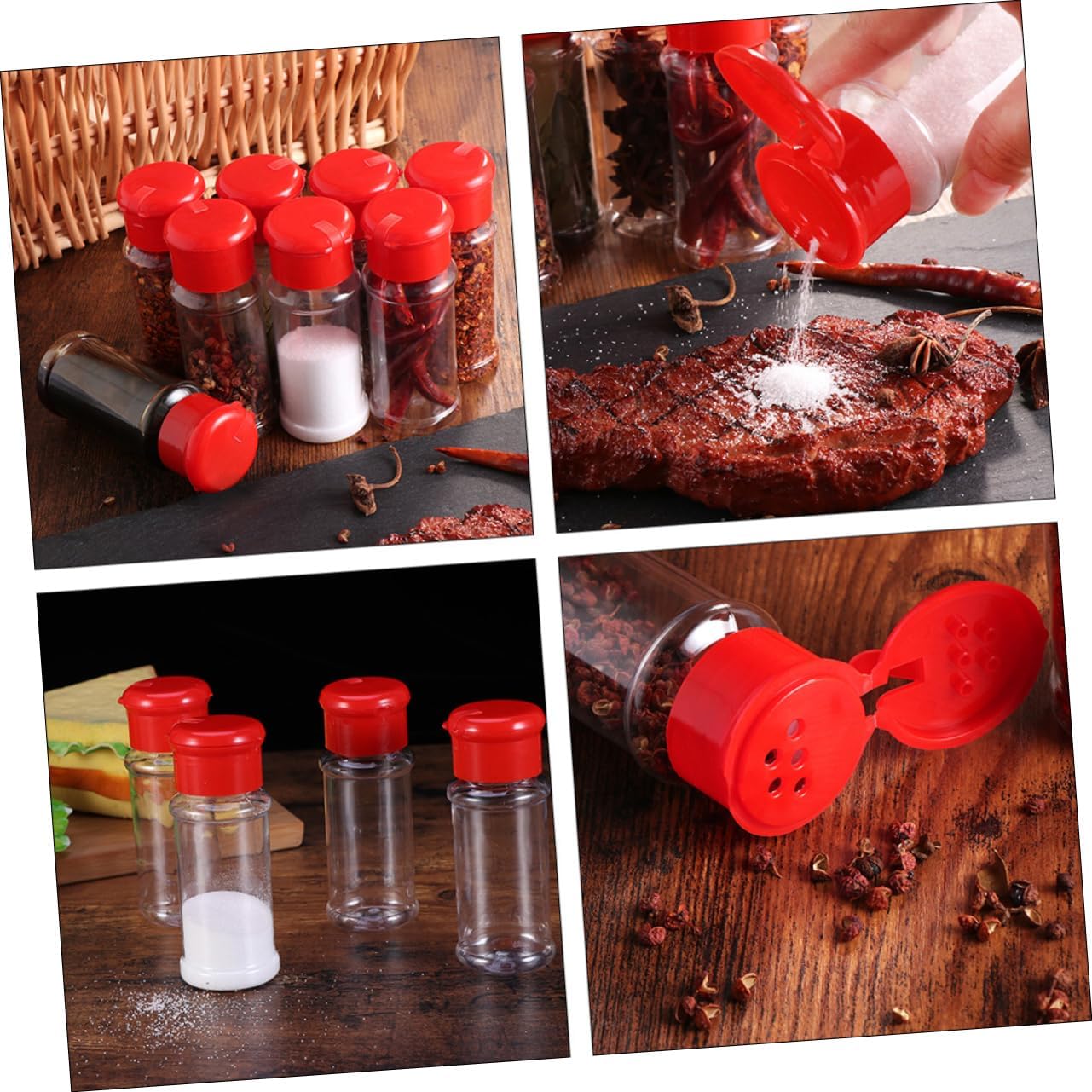 IMIKEYA 40pcs Plastic Seasoning Storage Bottles Containers for Salt Pepper and Spices Plastic for Home Picnic and Restaurant Use