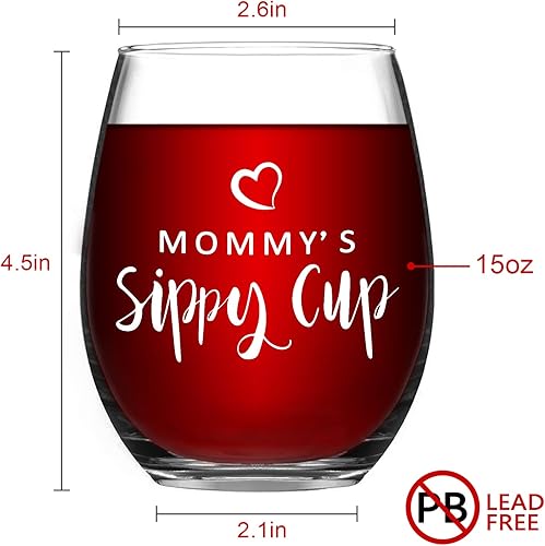 Miniatura 7 de Modwnfy Vaso de vino sin tallo de Mommy's de 15 onzas, regalo perfecto para mamá para que sea nueva mamá, embarazada, esposa, amiga, copa de vino