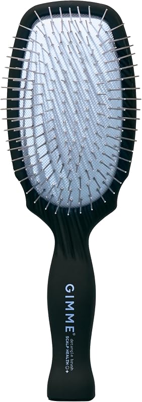 Gimme Beauty Metal Bristle Brush - Stainless Steel Bristles for Healthy Shine - Designed to Detangle Hair Types - Supports Scalp Care - Hair Brush with Comfy Handle