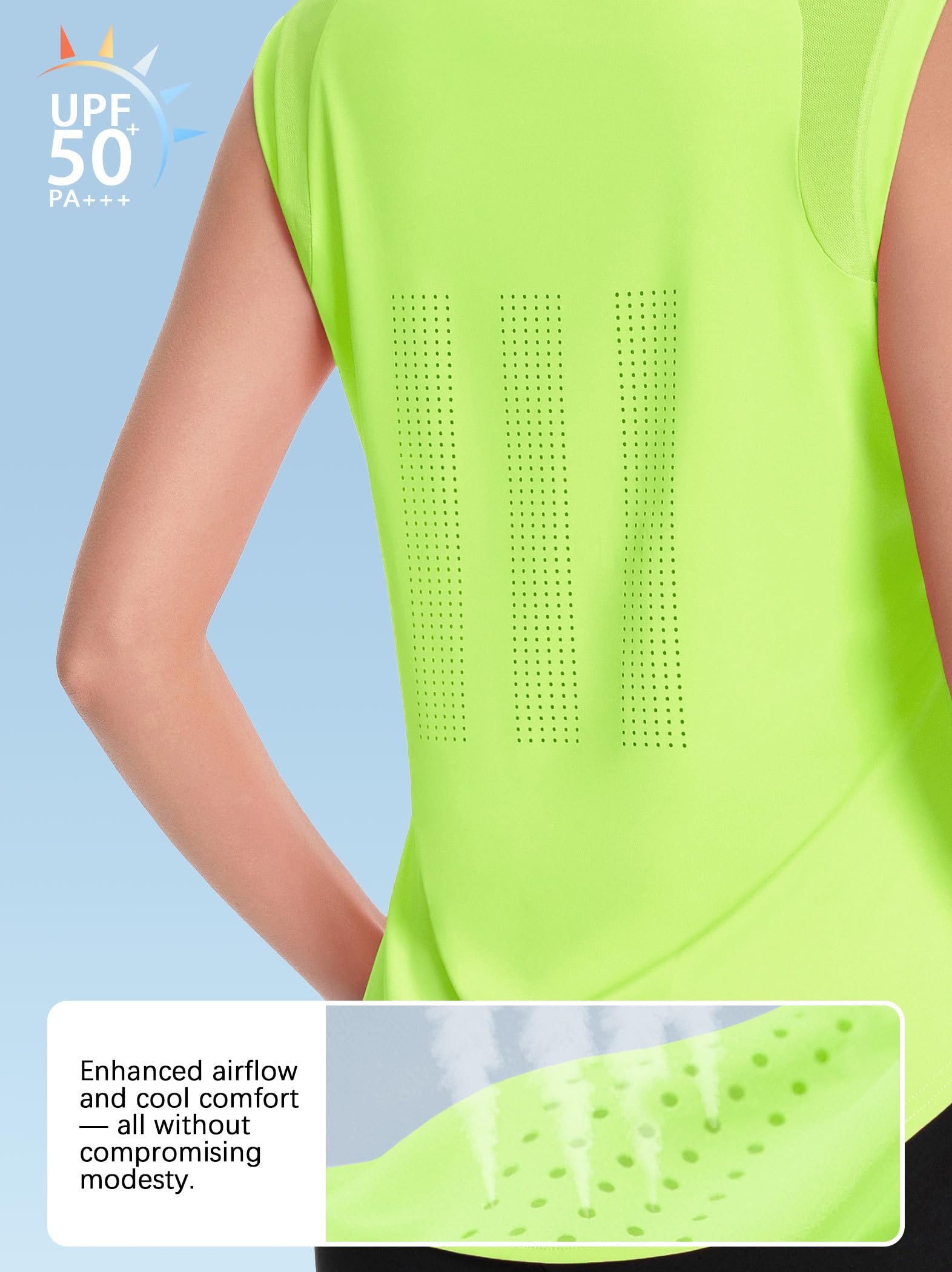 ANGEL CITIZ Canotta Sportiva Donna UPF 50+ Top Palestra Senza Maniche Maglia Running Yoga con Rete Traspirante sulle Spalle
