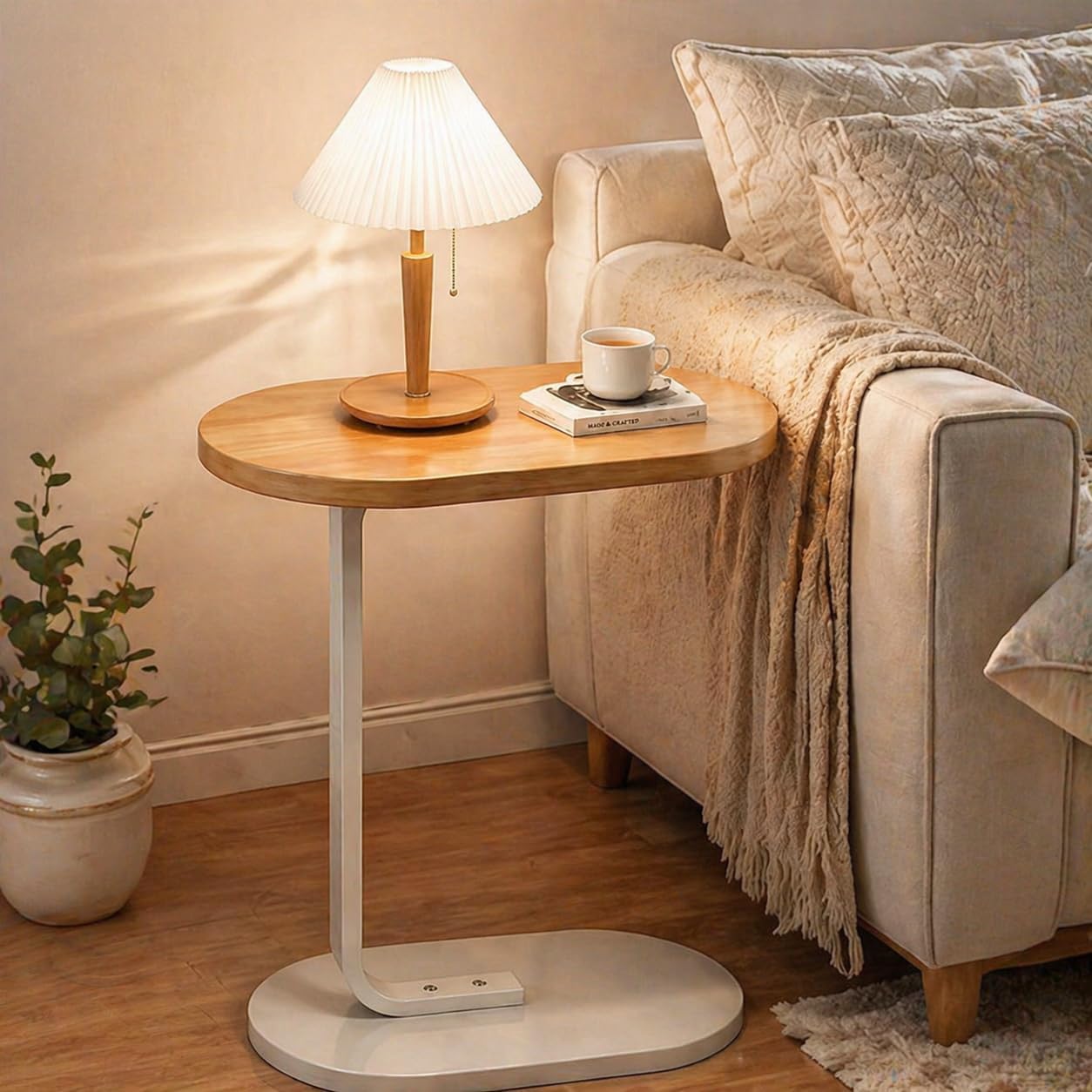 Side Table, End Table for Living Room, Bedroom (Yellow)