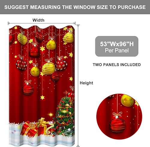 Miniatura 63 de Baocicco Cortinas opacas de Navidad para dormitorio, sala de estar, árbol de Navidad, chimenea, cortinas de ventana con ojales, cortinas familiares