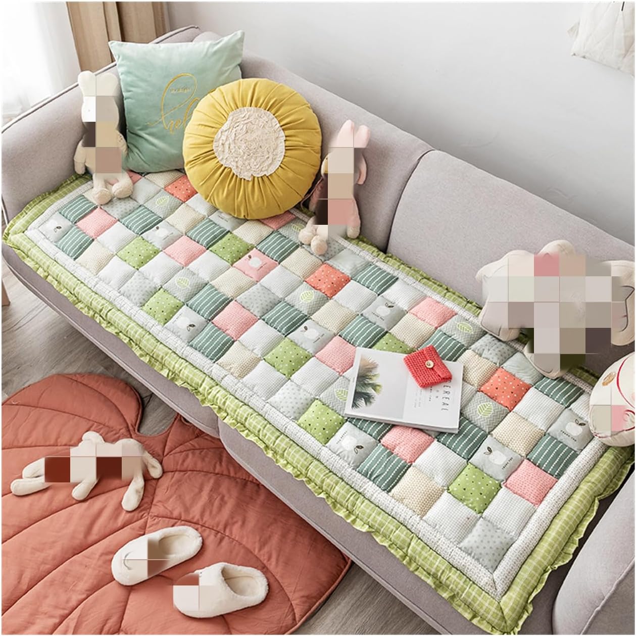 Garden Chic Cotton Protective Couch Cover Case,New Magic Sofa Cover,A Chic Couch Cover for Pet Owners,Comfortable,Scratch-Resistant,Dirt Tolerance Machine Washable Slipcovers (Brown, 150 * 200cm)
