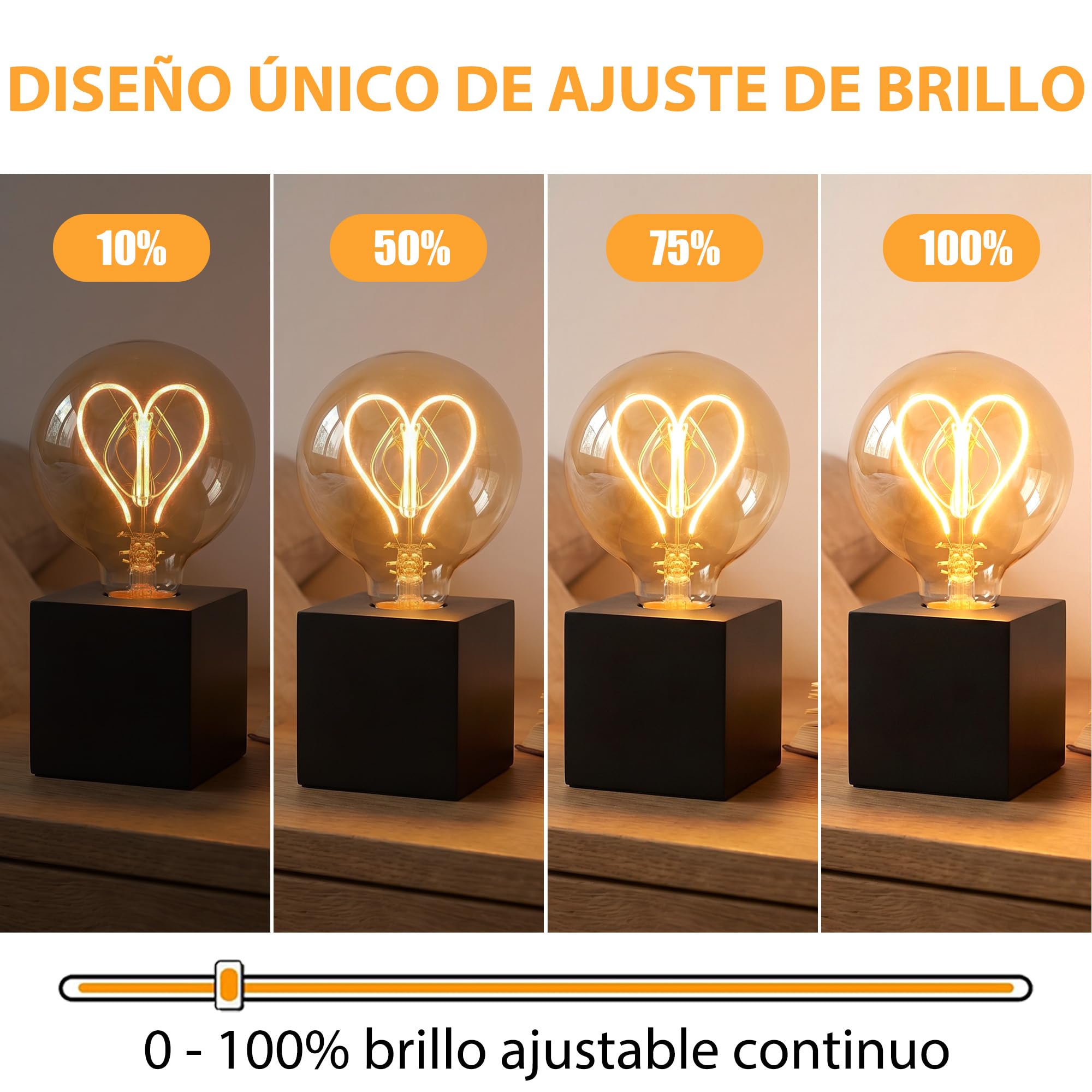Edison Vintage E27,G80 4W Bombilla LED E27 Regulable Ideal Para Iluminación Nostálgica y Retro en la cafetería del hogar, Vidrio ámbar - 6 piezas(AXDHPS3PBT1)