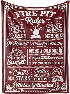 Camping Gifts for Women Men Lovers Throw Blanket, Happy Campers Decor Outdoor, RV Campsite Travel Hiking - Fire Pit, 50" x 65"