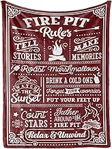 Camping Gifts for Women Men Lovers Throw Blanket, Happy Campers Decor Outdoor, RV Campsite Travel Hiking - Fire Pit, 50" x 65"