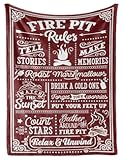Camping Gifts for Women Men Lovers Throw Blanket&comma; Happy Campers Decor Outdoor&comma; RV Campsite Travel Hiking - Fire Pit&comma; 50" x 65"