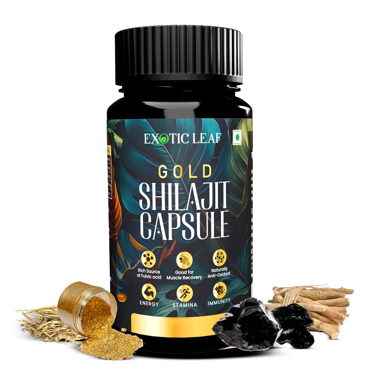 Exotic Leaf Gold Shilajit 120 Capsules for Strength, Stamina, and Endurance | Enriched with 24 Carat Gold (Swarn bhasm) | Lab Tested, 100% Ayurvedic Formula (B0CR793R1H) Amazon Price History, Amazon Price Tracker