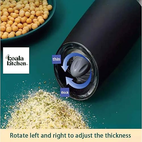 Miniatura 15 de Gravity - Juego de molinillo eléctrico de sal y pimienta, salero y pimentero de acero inoxidable, grosor ajustable, molinillos de sal y pimienta