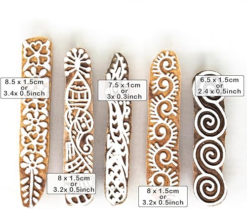 Miniatura 4 de Hashcart Sellos de madera de diseño tradicional indio para impresión de bordes de sarivestidosfabricación de tarjetas de manualidades, álbum de