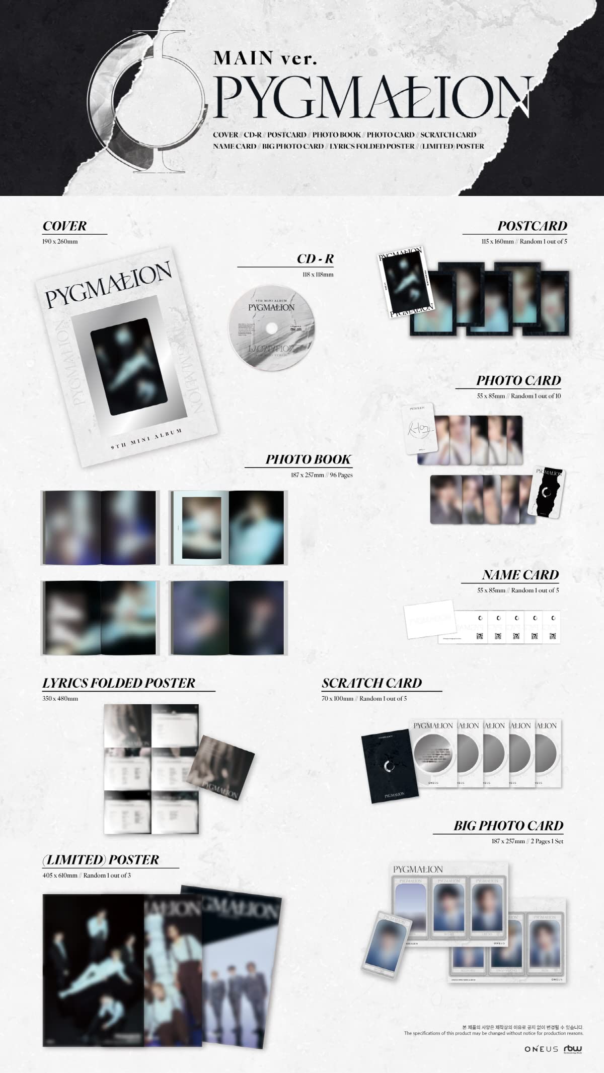 ONEUS - PYGMALION [MAIN ver.] 9th Mini Album+Folded Poster (+ 1 Folded Poster)