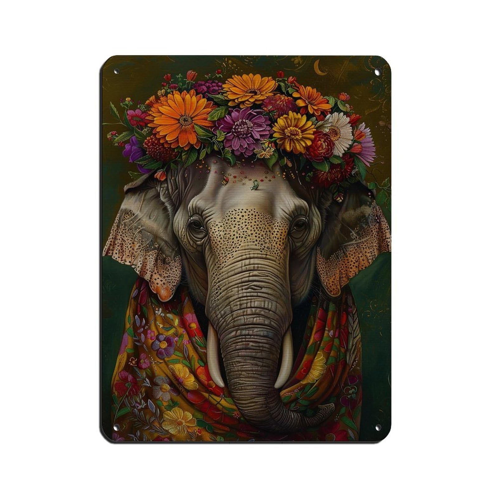 Matisse Floral Elephant Poster Tin Sign Vintage Metal Pub Club Cafe Bar Home Wall Art Decoration Poster Retro 12x16inch(30x40cm)