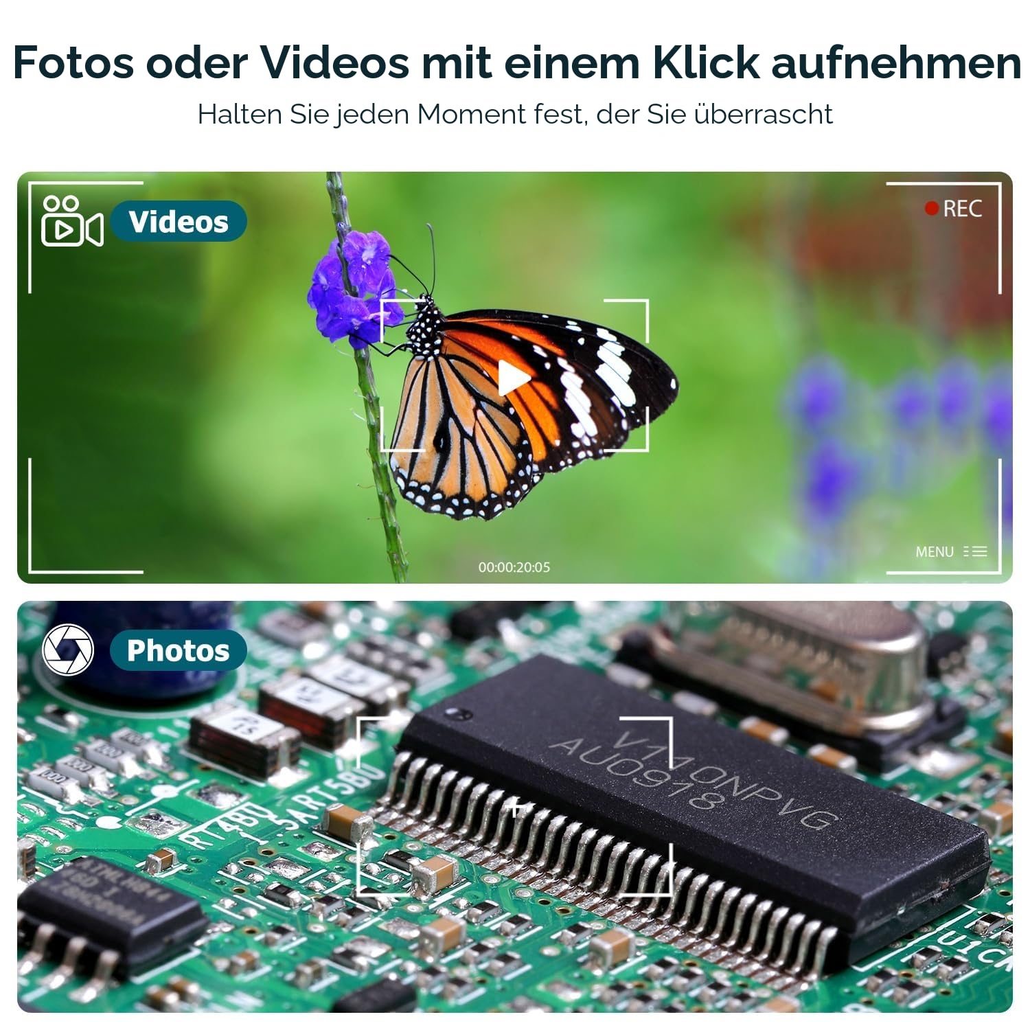 SKYBASIC USB Digital Mikroskop HD-Inspektionskamera 50-1600x Vergrößerung verstellbarer Ständer 8 LED-Leuchten kompatibel iOS Android