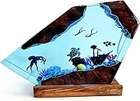 Ocean Resin Lamp: Whale Shark Turtle Night Light, 16-Color LED Remote, USB Desk Lamp Wooden Base - Handmade Marine Gift