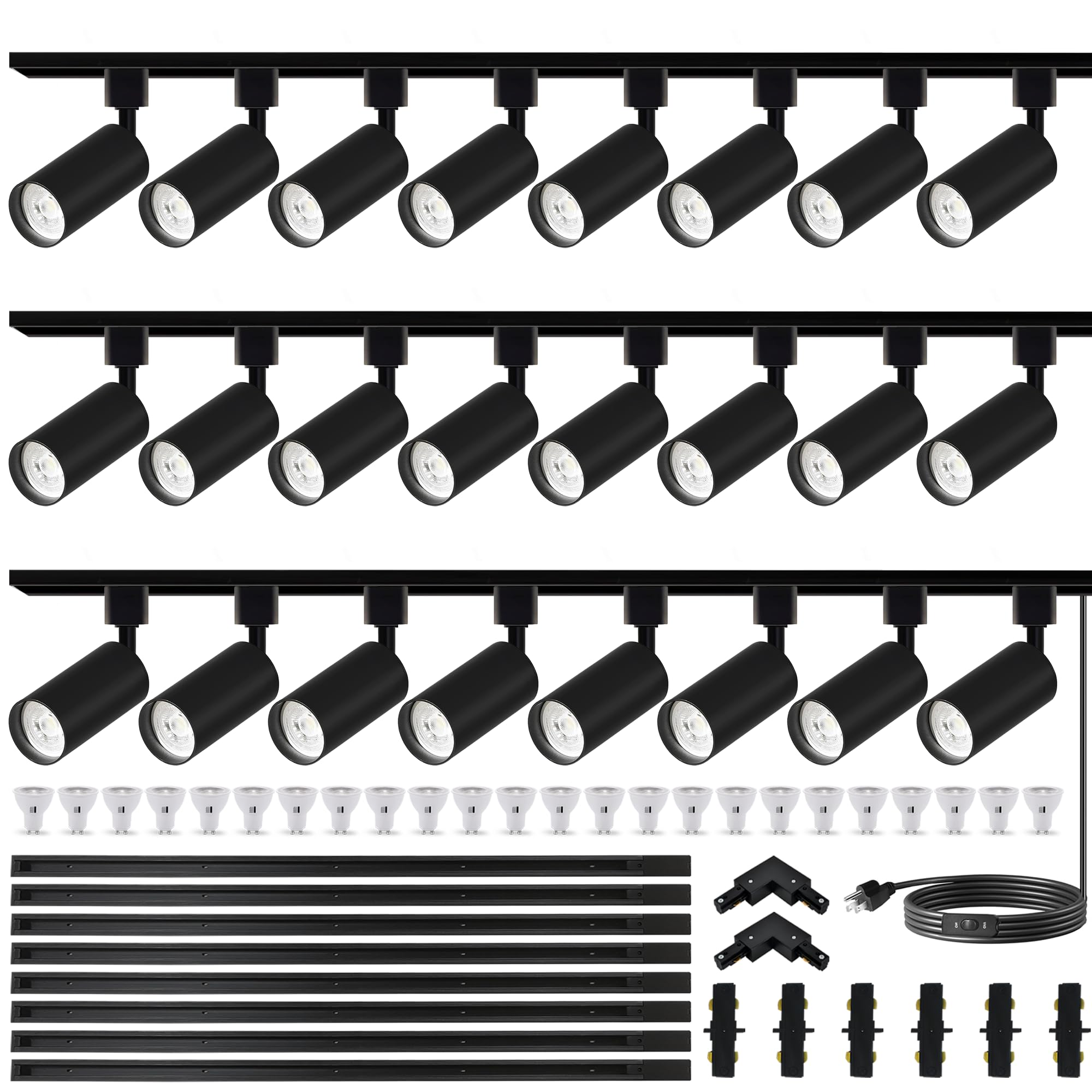Plug in Track Lights 24 Lights LED Track Lighting Kits H Type 6000k
