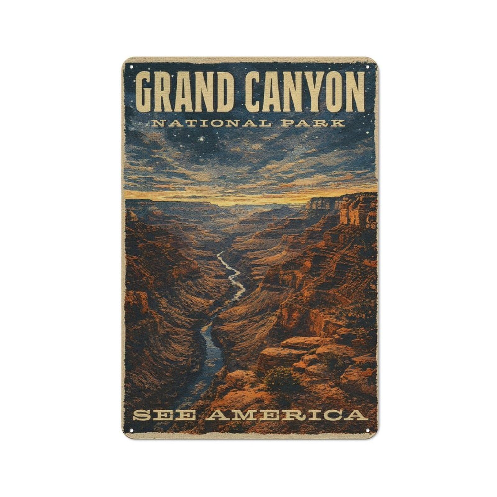 Junmoney Style Grand Canyon National Park Vintage (2) Retro Metal Wall Decor 30X20cm, Metal Sign For Bar, Kitchen, Garage Or Games Room