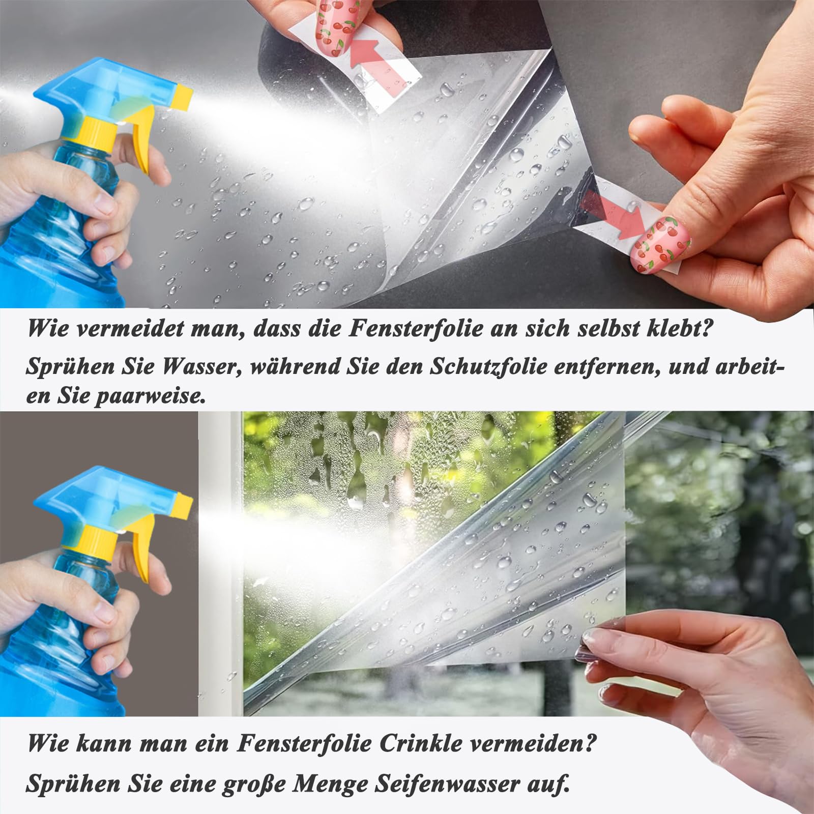 Sichtschutzfolie Fenster, 100x400 cm Spiegelfolie Fenster Sichtschutz UV Folie Fenster, Sonnenschutzfolie Fenster Innen, UV-Schutz Fensterfolie Blickdicht Thermofolie Fenster gegen Hitze