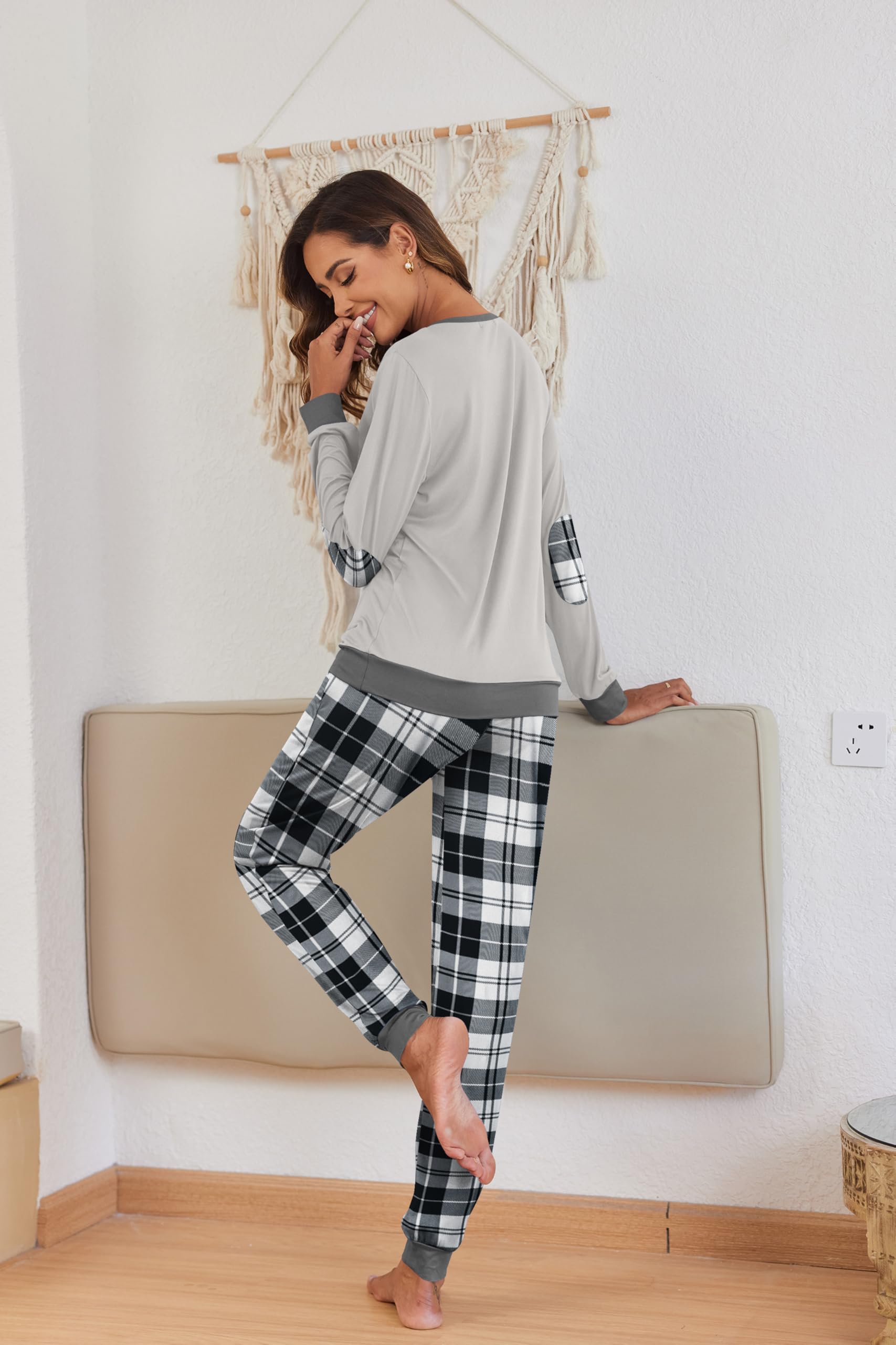 Ekouaer Pigiama Donna Invernali Set Pigiama Donna Lungo Pigiama Donna Invernale Comodo Pigiama Due Pezzi da Donna