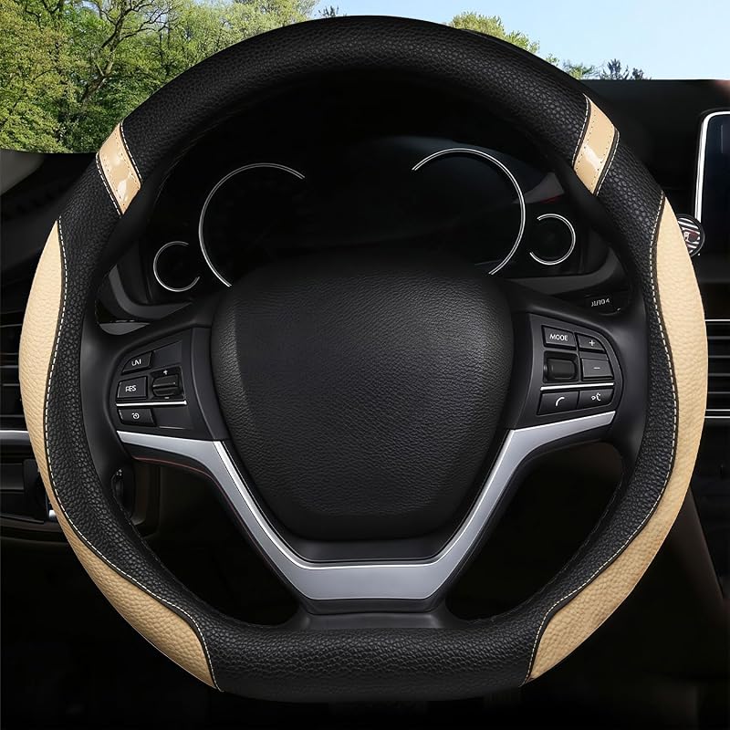 Capa para Volante em Formato D com Base Reta Bege Cxtiy para Carro